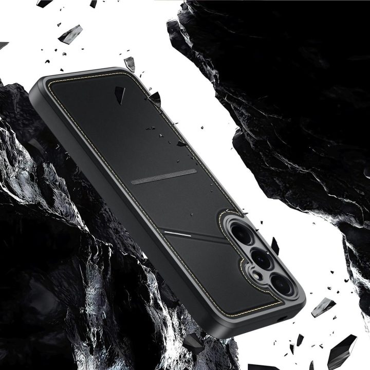 Dėklas Rafi II“ Samsung Galaxy S25 su stovu ir pinigine – juodas