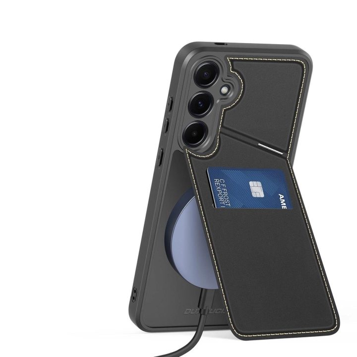 Dėklas Rafi II“ Samsung Galaxy S25 su stovu ir pinigine – juodas