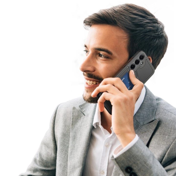 Samsung Galaxy S25+ dėklas Rafi II“ su stovu ir pinigine – juodas