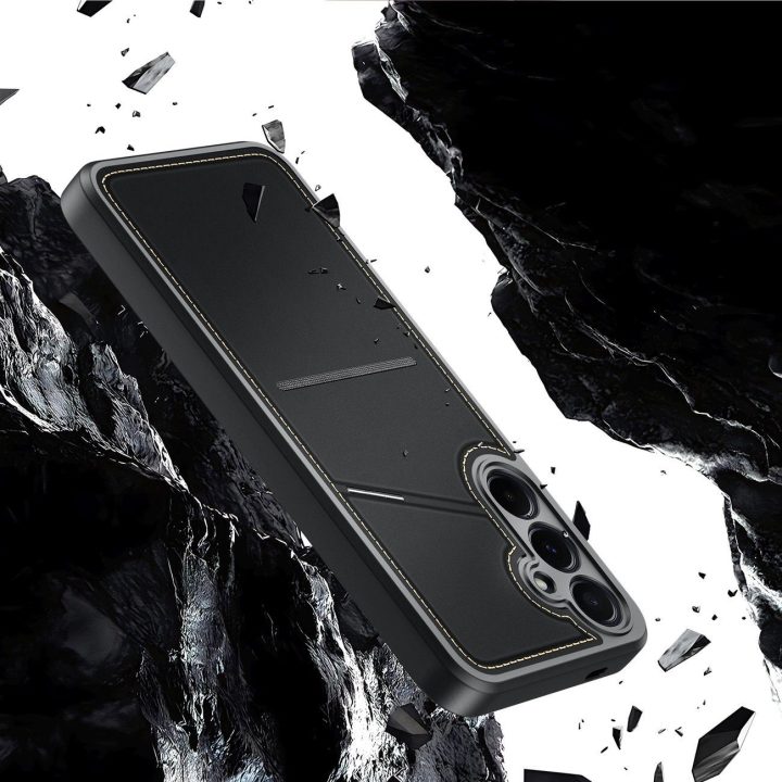 Samsung Galaxy S25+ dėklas Rafi II“ su stovu ir pinigine – juodas
