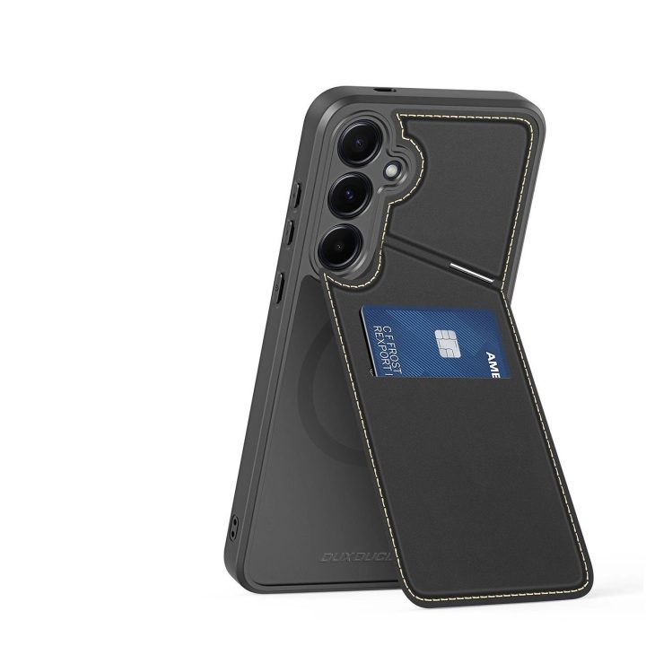 Samsung Galaxy S25+ dėklas Rafi II“ su stovu ir pinigine – juodas