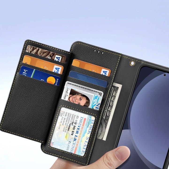 Odinis Lawa“ dėklas su nuimama magnetine pinigine, skirtas Samsung Galaxy S25+“ – juodas