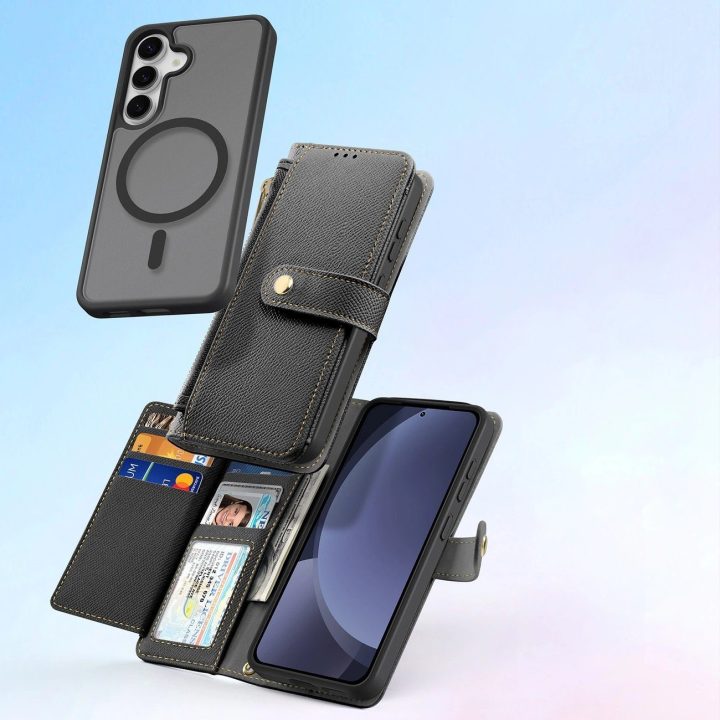 Odinis Lawa“ dėklas su nuimama magnetine pinigine, skirtas Samsung Galaxy S25+“ – juodas