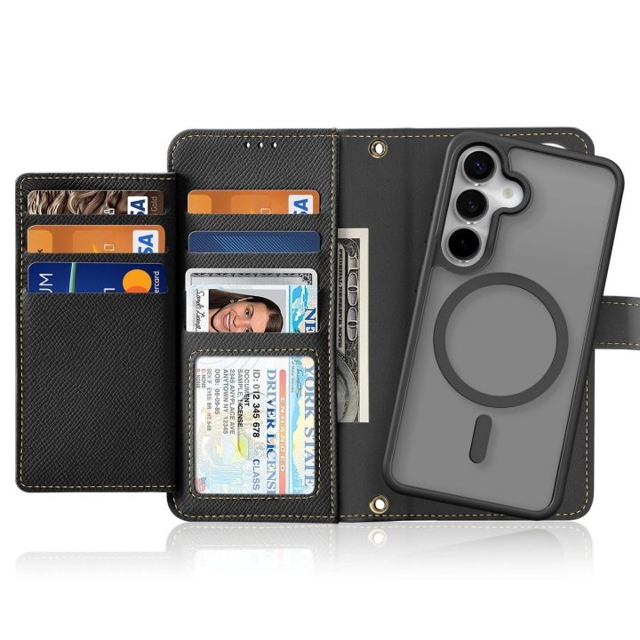 Odinis Lawa“ dėklas su nuimama magnetine pinigine, skirtas Samsung Galaxy S25+“ – juodas