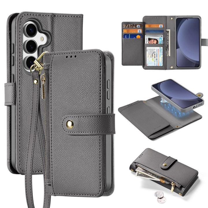 Lawa odinis dėklas Samsung Galaxy S25+ su nuimama magnetine pinigine – pilkas