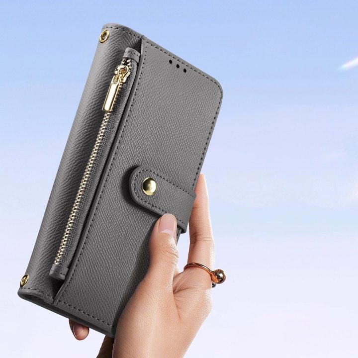 Lawa odinis dėklas Samsung Galaxy S25+ su nuimama magnetine pinigine – pilkas