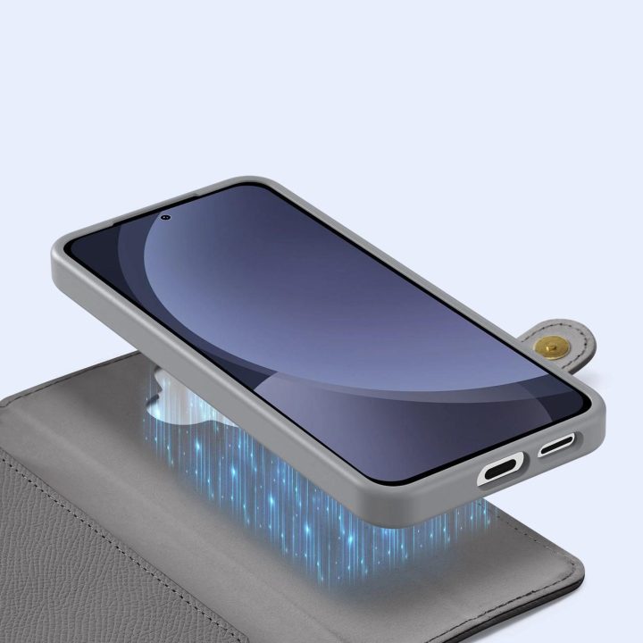 Lawa odinis dėklas Samsung Galaxy S25+ su nuimama magnetine pinigine – pilkas