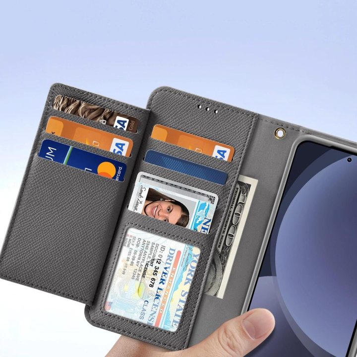 Lawa odinis dėklas Samsung Galaxy S25+ su nuimama magnetine pinigine – pilkas