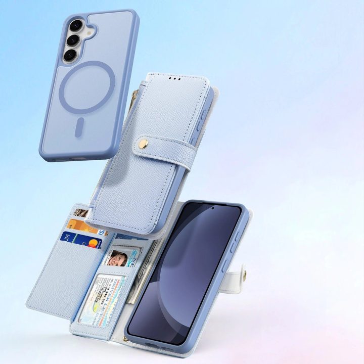 Odinis Lawa“ dėklas su nuimama magnetine pinigine, Samsung Galaxy S25+, mėlynas