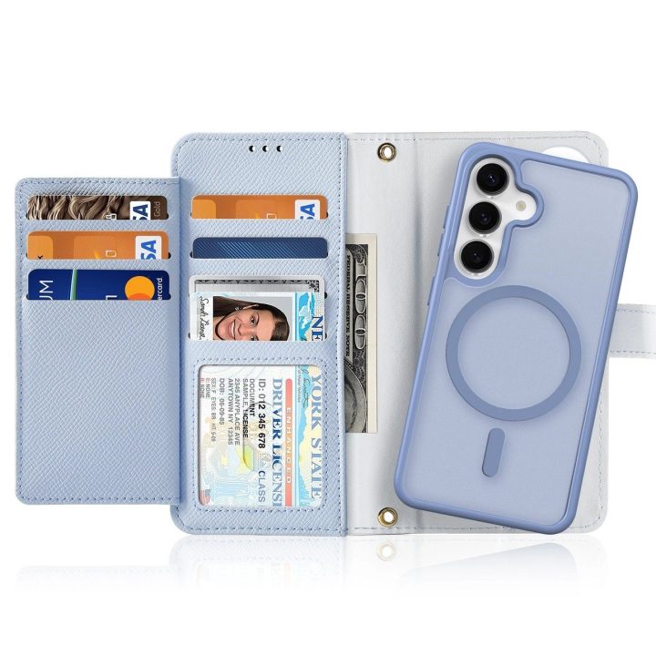 Odinis Lawa“ dėklas su nuimama magnetine pinigine, Samsung Galaxy S25+, mėlynas