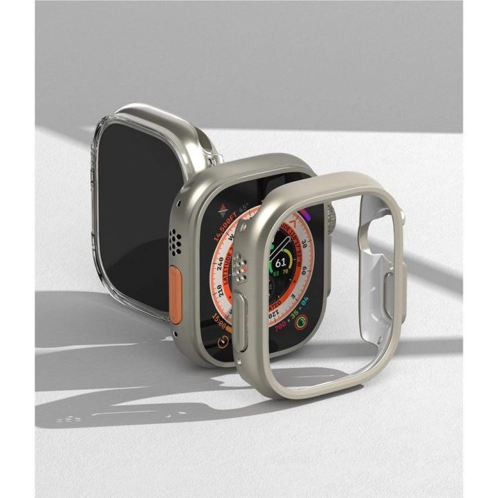 Ringke Slim dėklų rinkinys (2 vnt.) Apple Watch Ultra 1/2 (49 mm) – skaidrus ir titano spalvos