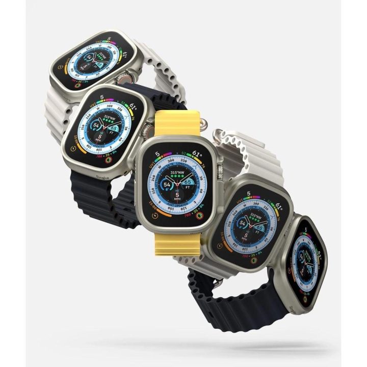 Ringke Slim dėklų rinkinys (2 vnt.) Apple Watch Ultra 1/2 (49 mm) – skaidrus ir titano spalvos