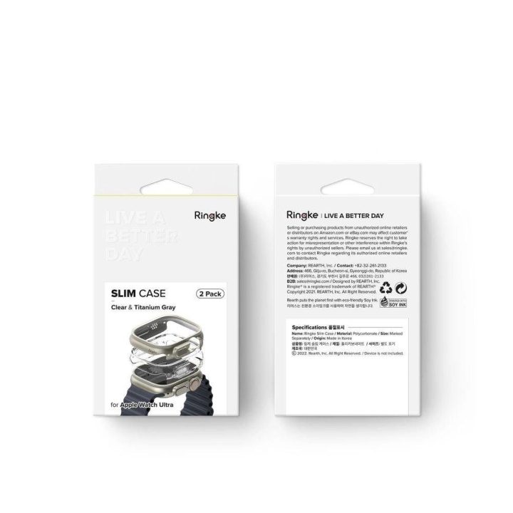 Ringke Slim dėklų rinkinys (2 vnt.) Apple Watch Ultra 1/2 (49 mm) – skaidrus ir titano spalvos