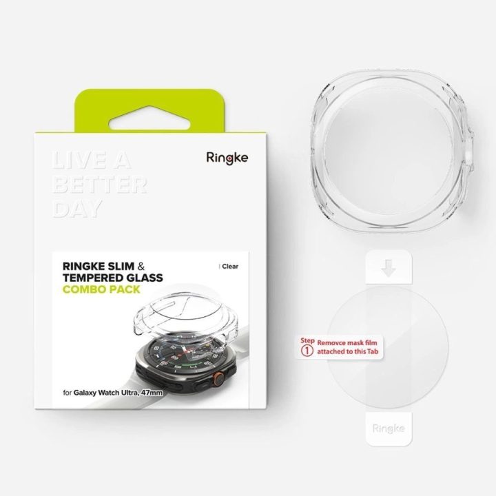 Ringke plonas dėklas ir grūdinto stiklo apsauga Samsung Galaxy Watch Ultra 47mm – skaidrus