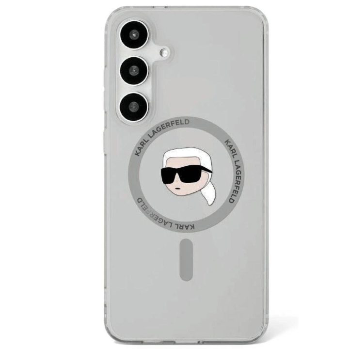 Karl Lagerfeld juodas MagSafe dėklas Button Karl Head“ Samsung Galaxy S25