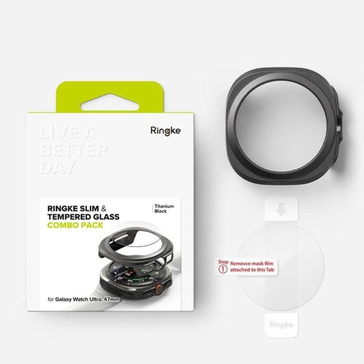 Ringke plonas dėklas ir grūdinto stiklo apsauga Samsung Galaxy Watch Ultra 47mm – juodas