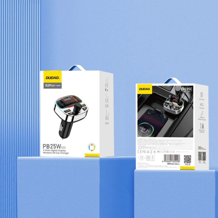 FM siųstuvas su PD 25W greitu įkrovimu, Bluetooth 5.3 ir RGB apšvietimu