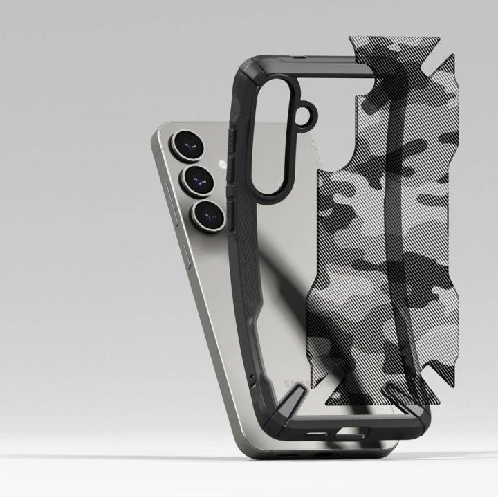 Ringke Fusion X dėklas Samsung Galaxy S25+ – juodas kamufliažas