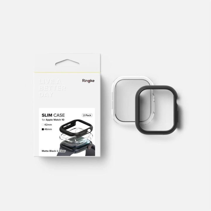 Dėklas Apple Watch 10 46mm – Skaidrus ir Matinė Juoda