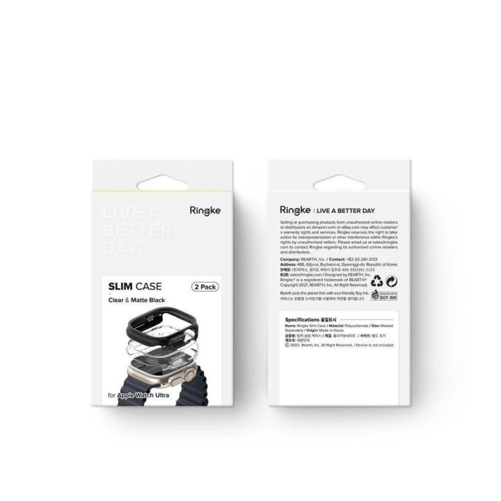 2 vnt. dėklas Apple Watch Ultra“ 1/2 (49 mm) – skaidrus ir matinės juodos spalvos