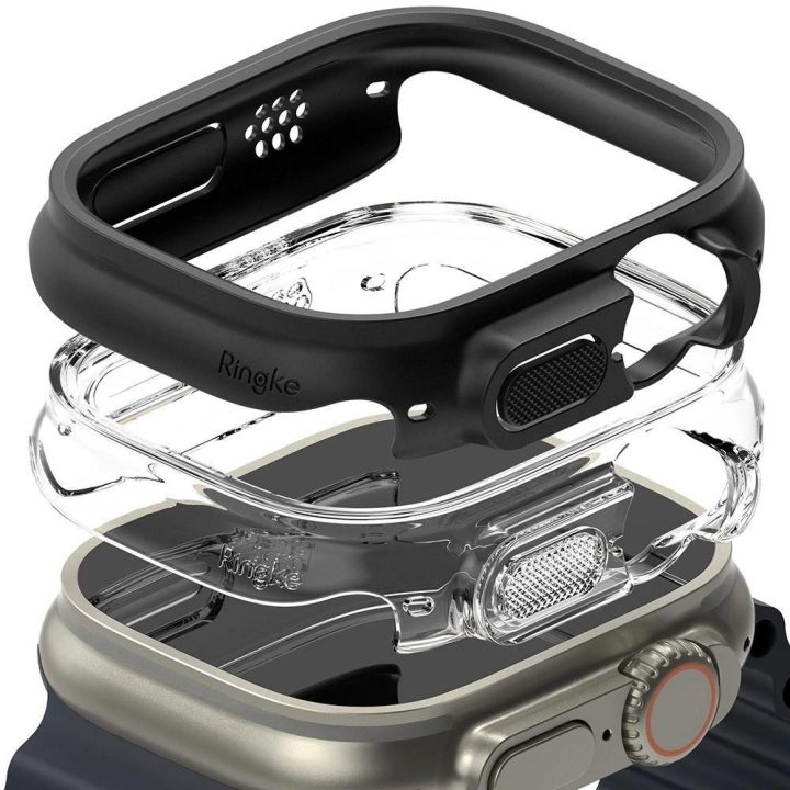2 vnt. dėklas Apple Watch Ultra“ 1/2 (49 mm) – skaidrus ir matinės juodos spalvos