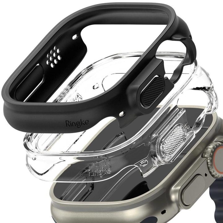 2 vnt. dėklas Apple Watch Ultra“ 1/2 (49 mm) – skaidrus ir matinės juodos spalvos
