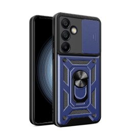 Apsauginis dėklas Hybrid Armor Camshield su stovu ir kameros uždanga Samsung Galaxy A56 - mėlynas