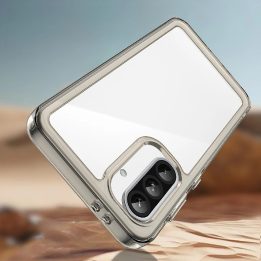 Dėklas Outer Space Samsung Galaxy A56 – pusiau permatomas juodas su lanksčiu rėmeliu
