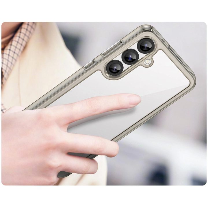 Juodas pusiau permatomas dėklas Outer Space Case su lanksčiu rėmeliu Samsung Galaxy A36