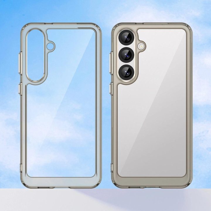 Juodas pusiau permatomas dėklas Outer Space Case su lanksčiu rėmeliu Samsung Galaxy A36