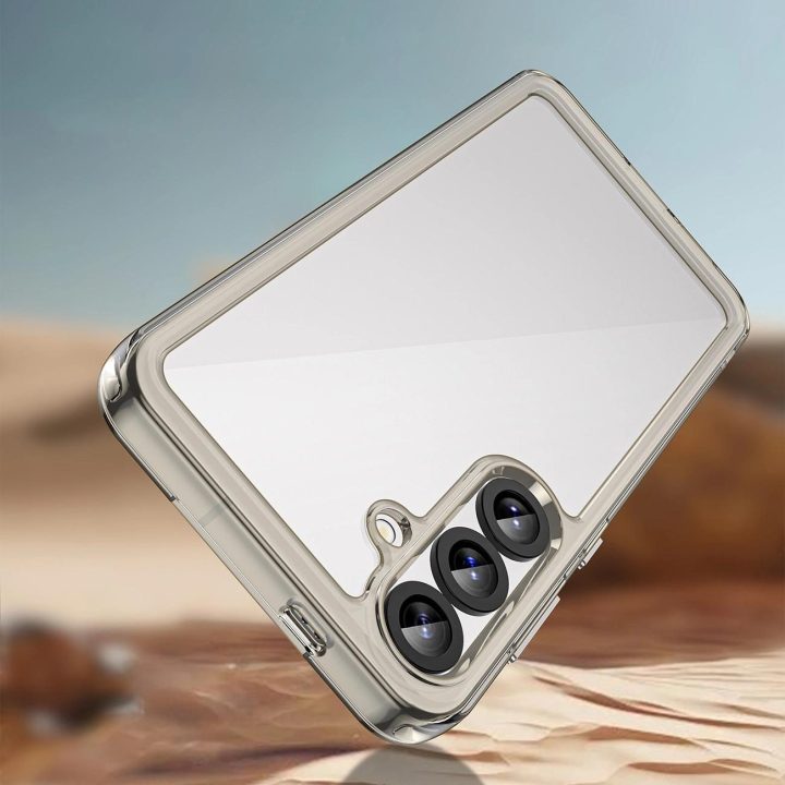 Juodas pusiau permatomas dėklas Outer Space Case su lanksčiu rėmeliu Samsung Galaxy A36