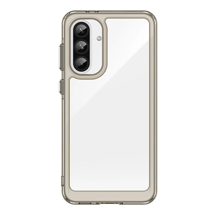 Juodas pusiau permatomas dėklas Outer Space Case su lanksčiu rėmeliu Samsung Galaxy A36