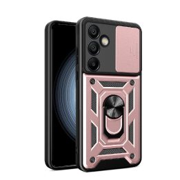 Hibridinis šarvuotas dėklas su kameros apsauga ir stovu Samsung Galaxy A26, rožinis