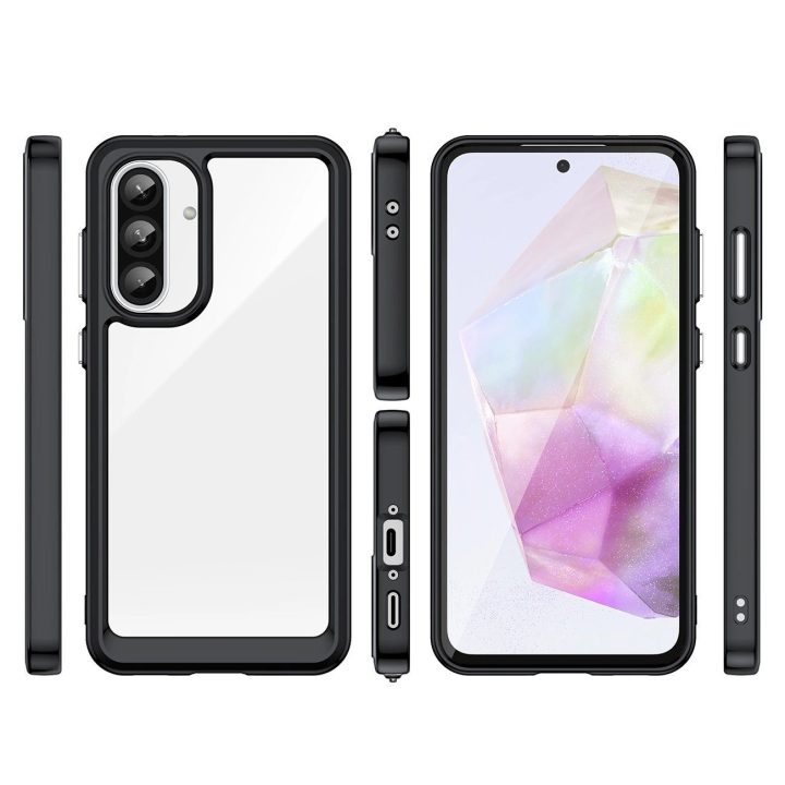 Juodas Outer Space dėklas Samsung Galaxy A26 su elastingu rėmeliu