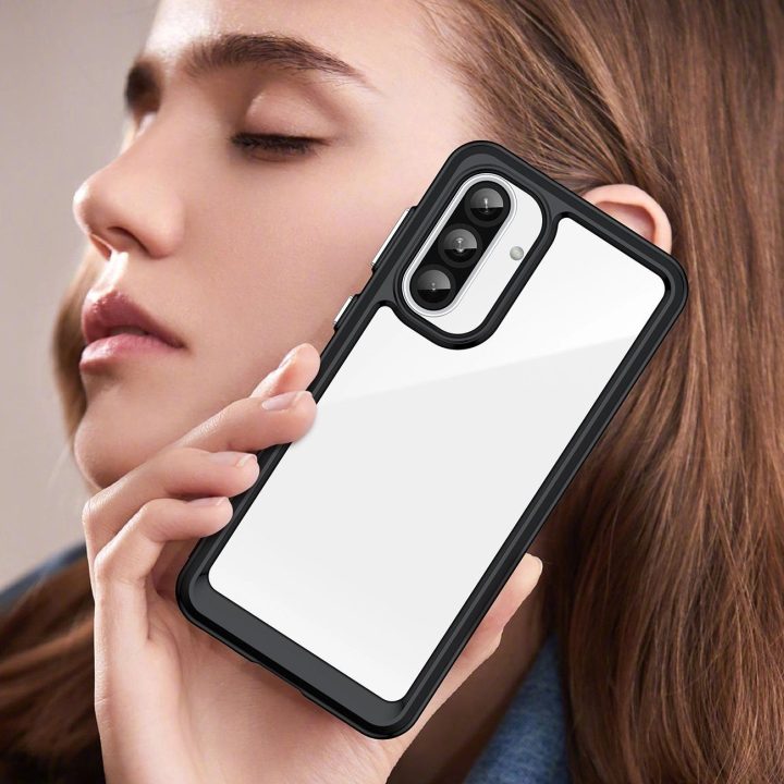 Juodas Outer Space dėklas Samsung Galaxy A26 su elastingu rėmeliu