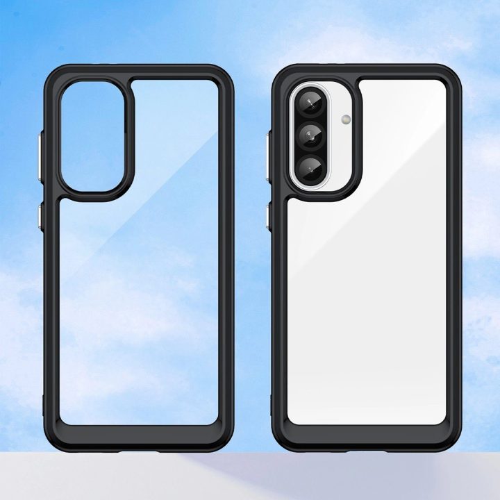 Juodas Outer Space dėklas Samsung Galaxy A26 su elastingu rėmeliu