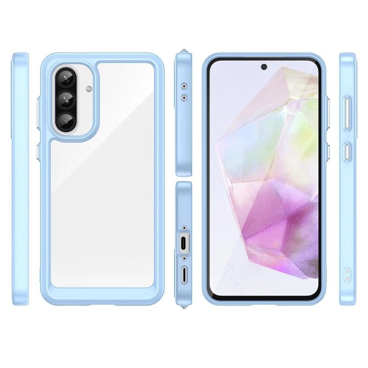Dėklas Outer Space Samsung Galaxy A26 – mėlynas, su lanksčiu rėmeliu