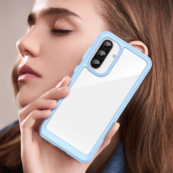 Dėklas Outer Space Samsung Galaxy A26 – mėlynas, su lanksčiu rėmeliu