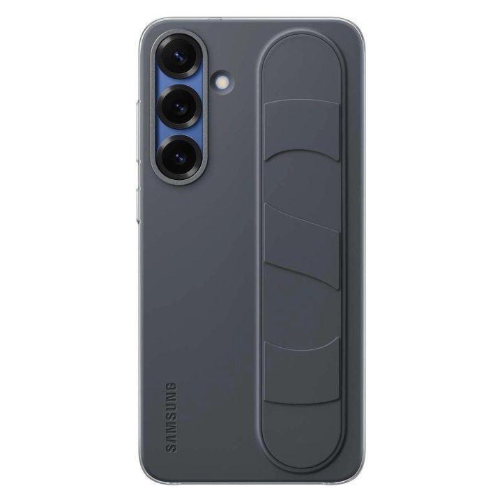 silikoninis dėklas su laikikliu ir stovu, skirtas Samsung Galaxy S25+ (Juodas)