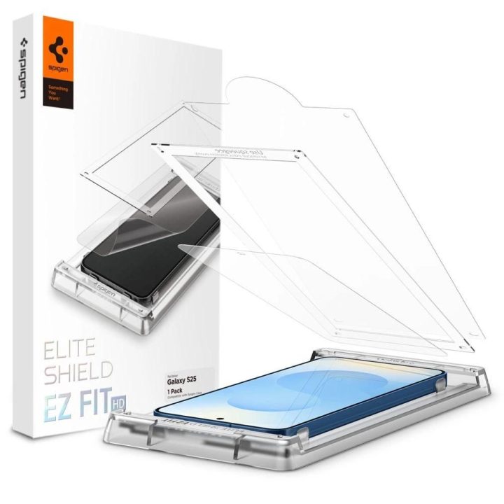 Spigen Elite Shield EZ Fit grūdintas stiklas Samsung Galaxy S25 - skaidrus