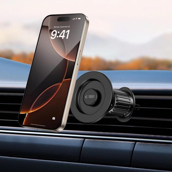 Magnetinis automobilinis telefono laikiklis N58 MagSafe tvirtinimui prie ventiliacijos grotelių - juodas