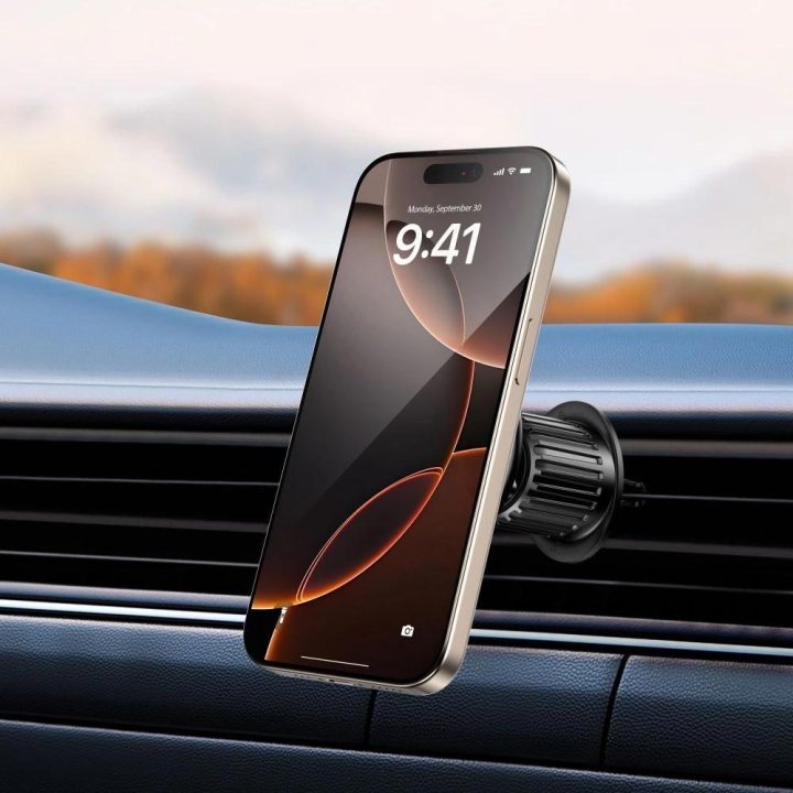 Magnetinis automobilinis telefono laikiklis N58 MagSafe tvirtinimui prie ventiliacijos grotelių - juodas
