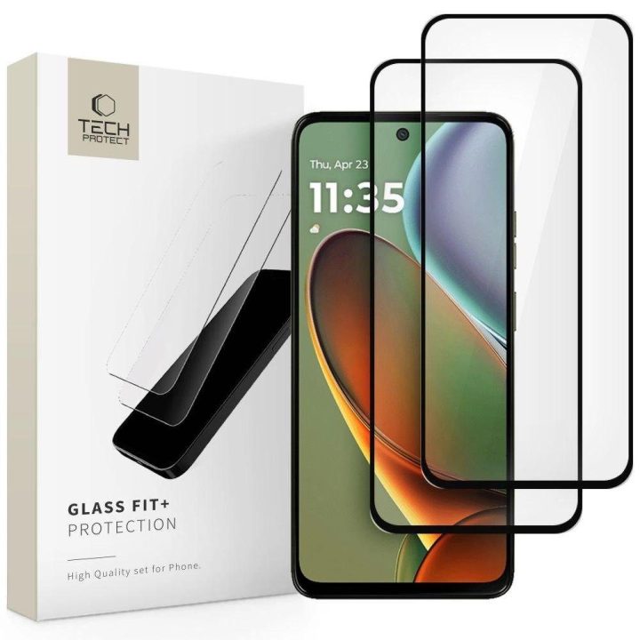 Grūdintas stiklas Glass Fit+ (2 vnt.) Motorola Moto G15 / G15 Power / G05 / E15 - juodas