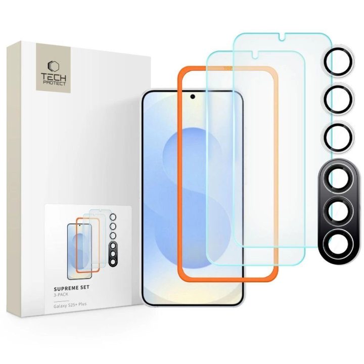 Supreme apsaugos rinkinys Samsung Galaxy S25+ 2x grūdintas stiklas ekranui / grūdintas stiklas kamerai - skaidrus