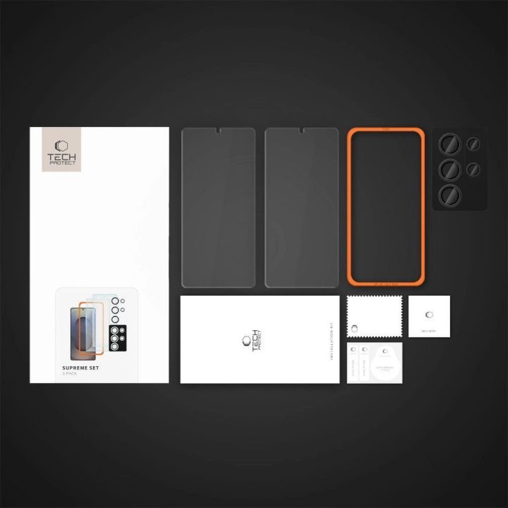 Grūdinto stiklo apsaugų rinkinys Samsung Galaxy S25 Ultra – 2x ekrano apsauga + kameros apsauga (skaidri)