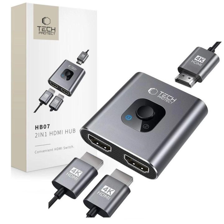 Tech C HUB adapteris su HDMI 4K 60Hz - pilkas