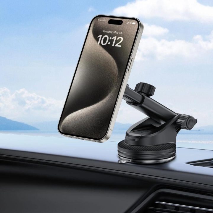 Magnetinis MagSafe automobilio laikiklis – panelė, stiklas, ventiliacija, juodas