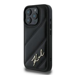 Karl Lagerfeld siuvinėtas iPhone 16 Pro dėklas – juodas