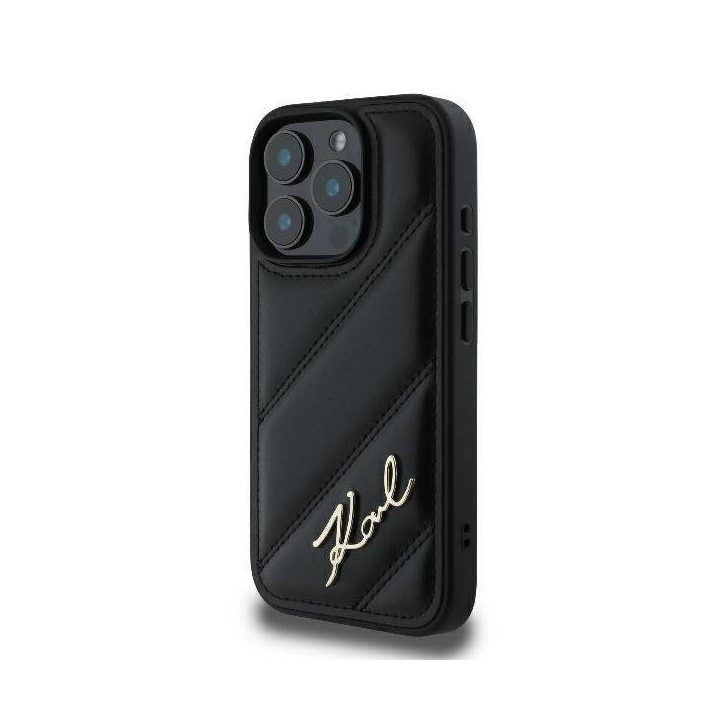 Karl Lagerfeld siuvinėtas iPhone 16 Pro dėklas – juodas