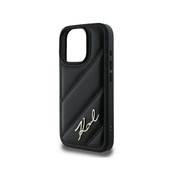 Karl Lagerfeld siuvinėtas iPhone 16 Pro dėklas – juodas